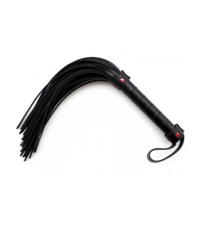 Плеть с заклепками-сердечками Fetish Flogger black with red heart черная, 40 см - No Taboo