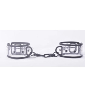 Наручники с черными элементами Fetish Wrist restraints transparent прозрачные - No Taboo