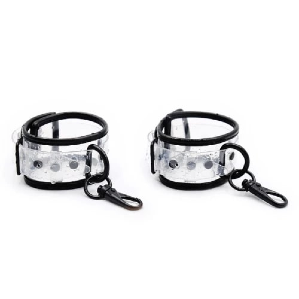 Наручники с черными элементами Fetish Wrist restraints transparent прозрачные (205014), zoom