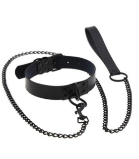 Ошейник с поводком Fetish Collar with leash черный - No Taboo