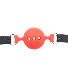 Кляп-кулька IDEA SM з трьома отворами, червоно-чорний, 5 см - No Taboo