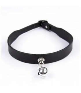 Ошейник-чокер с колокольчиком IDEA SM из искусственной кожи, черный, 2 см - No Taboo