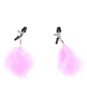 Зажимы на соски с перышками Fetish Nipple clamps metal feather розовые - No Taboo