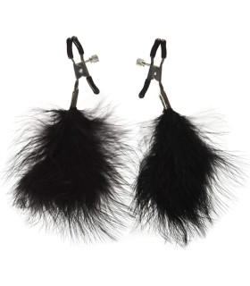 Зажимы на соски с перышками Fetish Nipple clamps metal feather черные - No Taboo