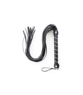 Флоггер с заклепками на рукояти Fetish Bling flogger with glass diampnd черный, 65 см - No Taboo