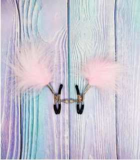 Зажимы на соски с перышками Fetish Nipple clamps metal feather розовые - No Taboo