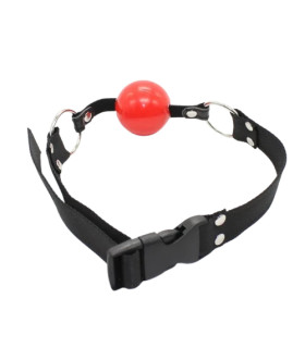 Кляп-кулька глянсова Fetish Nylon gag чорно-червоний, 4.5 см - No Taboo