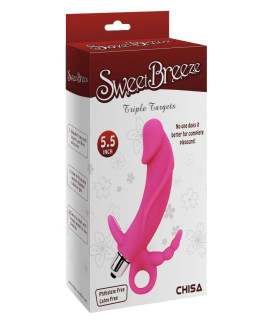 Вибратор тройной реалистичный Chisa розовый, 14.7 х 3.7 см - No Taboo