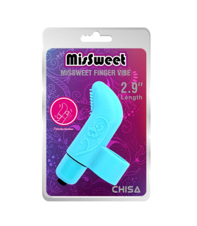 Вибратор на палец рельефом MisSweet Finger Vibe голубой, 7.4 х 4.1 см - No Taboo