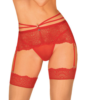 Сексуальный пояс для чулок Obsessive Loventy, S/M, кружевной, красный - No Taboo
