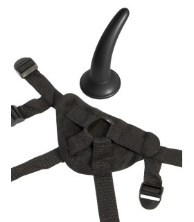 Страпон на кільцевому кріпленні Fetish Fantasy на ременях, чорний, 12 х 2.7 см - No Taboo