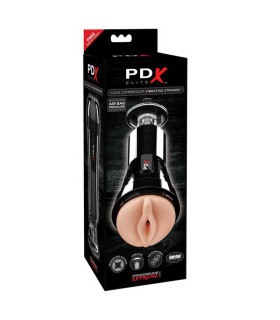 Мастурбатор-вагіна з вібрацією Pipedream PDX Elite в колбі, на присосці, бежевий, 23.4 х 6.5 см - No Taboo
