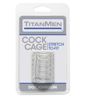 Насадка на член рельєфна TitanMen CockCage з відкритою голівкою, прозора, 5 х 2.5 см - No Taboo