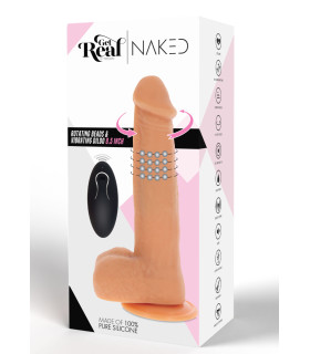 Вибратор реалистичный с вращающимися шариками TOY JOY с дистанционным пультом, бежевый, 21 х 4.5 см - No Taboo