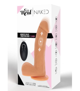 Вибратор реалистичный с фрикциями и пульсациями TOY JOY с дистанционным пультом, бежевый, 19.5 х 4.3 см - No Taboo