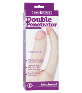 Насадка на страпон реалистичная Vac-U-Lock два фаллоса, бежевый - No Taboo