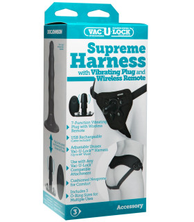 Трусики для страпону з вібруючим адаптером Vac-U-Lock з дистанційним пультом, чорні - No Taboo