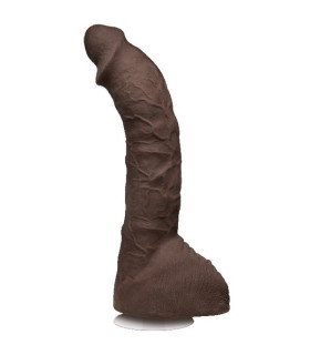 Насадка на страпон реалистичная Vac-U-Lock, Doc Johnson с изгибом, коричневая, 27.4 х 5.1 см - No Taboo