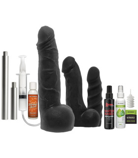 Набор реалистичных насадок для секс-машины Doc Johnson KINK с лубрикантами и очистителем, черный - No Taboo