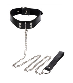 Ошейник широкий с поводком Taboom черный - No Taboo