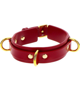 Ошейник с фиксаторами Taboom красный, золотистая фурнитура - No Taboo