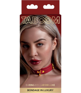 Ошейник с фиксаторами Taboom красный, золотистая фурнитура - No Taboo