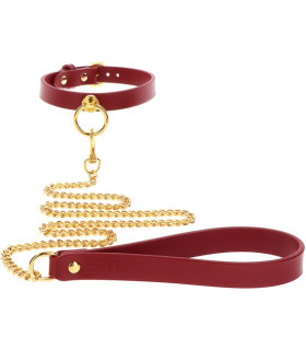 Ошейник с кольцом и поводком Taboom, красный - No Taboo