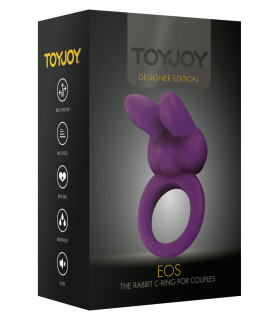 Вибро-эрекционное кольцо TOY JOY с ушками для стимуляции клитора, фиолетовое, 7 х 3 см - No Taboo