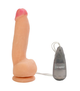 Вибратор реалистичный гигантский на присоске, с проводным пультом California Exotic Novelties бежевый, 22 х 6 см - No Taboo