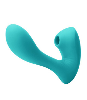 Подвійний вібратор з вакуумною стимуляцією NS Novelties бірюзовий, 13.9 х 3.8 см - No Taboo