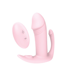 Тройной вибратор реалистичный Dream Toys с дистанционным пультом, розовый, 9.7 х 2.8 см - No Taboo