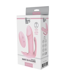 Тройной вибратор реалистичный Dream Toys с дистанционным пультом, розовый, 9.7 х 2.8 см - No Taboo