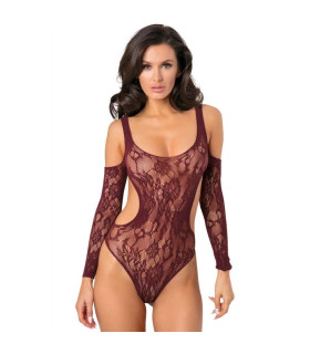 Сексуальное боди Rene Rofe Set The Mood, OS, кружевное, бордовое - No Taboo