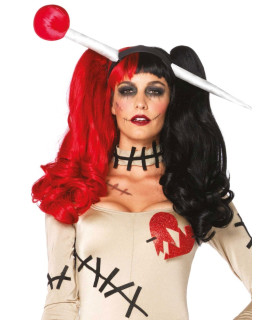 Перука з хвостиками Leg Avenue Harlequin чорно-червоний, OS - No Taboo