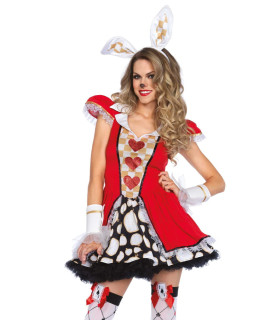 Спокусливий костюм Leg Avenue, M/L, Queen of Hearts White Rabbit різнокольоровий - No Taboo