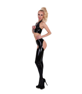 Сексуальные чулки с поясом из датекса, GP Datex, L, черные - No Taboo