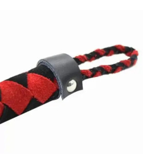 Флоггер із замші, з рукояттю в ромб, червоно-чорний, 38 см - No Taboo