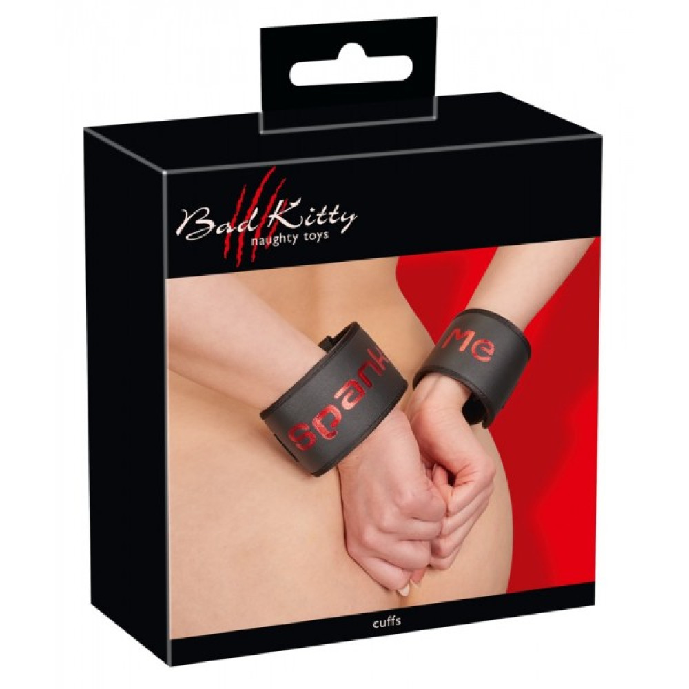 Наручники Spank Me Bad Kitty, с фастексом, черные (214026), zoom