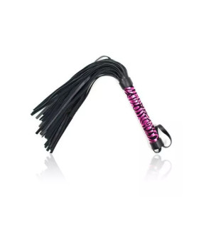 Батіг зі смугастою рукояттю, рожево-чорний, 40.5 см - No Taboo