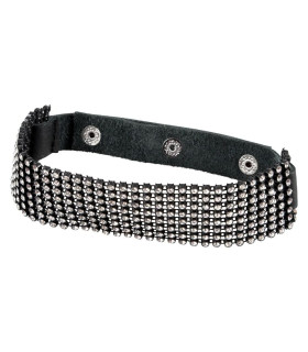 Ошейник широкий, со стразами Bad Kitty, черный, 42 х 5.5 см - No Taboo