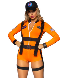 Эротичный костюм космонавтки Leg Avenue, M, 3 предмета, оранжевый - No Taboo