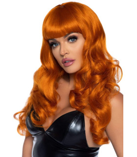 Перука середньої довжини з чубчиком Leg Avenue, OS, з хвилястою укладкою, руда - No Taboo