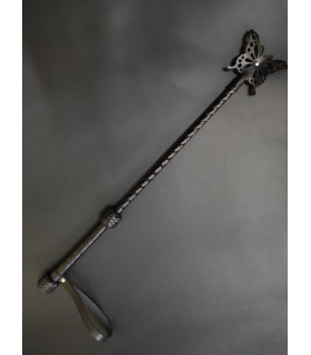 Стек с бабочкой, кожаный для БДСМ Candy Hero, длинный, черный - No Taboo