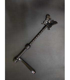 Стек с бабочкой, кожаный для БДСМ Candy Hero, короткий, черный - No Taboo