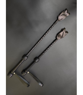 Стек с розой, кожаный для БДСМ Candy Hero, длинный, черный - No Taboo