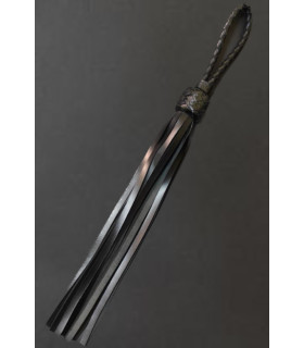 Плеть с петлей-рукоятью, кожаная, Candy Hero, 25 хвостов, черная, 45 см - No Taboo