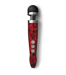 Массажер-микрофон Doxy Die Cast 3R Wand Vibrator Rose Pattern, срозами, красный - No Taboo