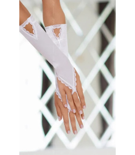 Сексуальны перчатки Soft Line 7710, O/S, с отрытыми пальцами, ажурные, белые - No Taboo