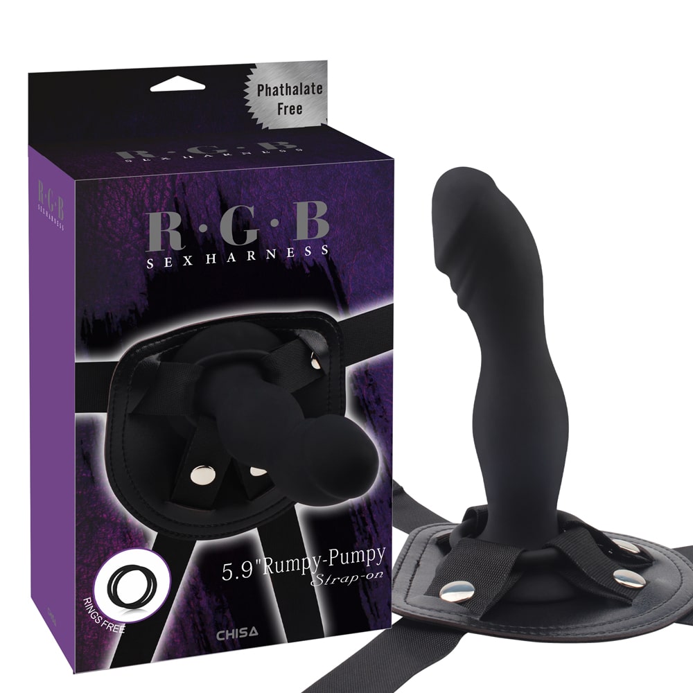 Страпон рельефный Chisa R.G.B. Rumpy-pumpy Strap-On черный, 15 х 3.5 см (29363), zoom