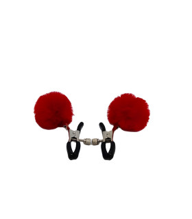 Зажимы для сосков IDEA SM с помпонами, черно-красные, 7 см - No Taboo